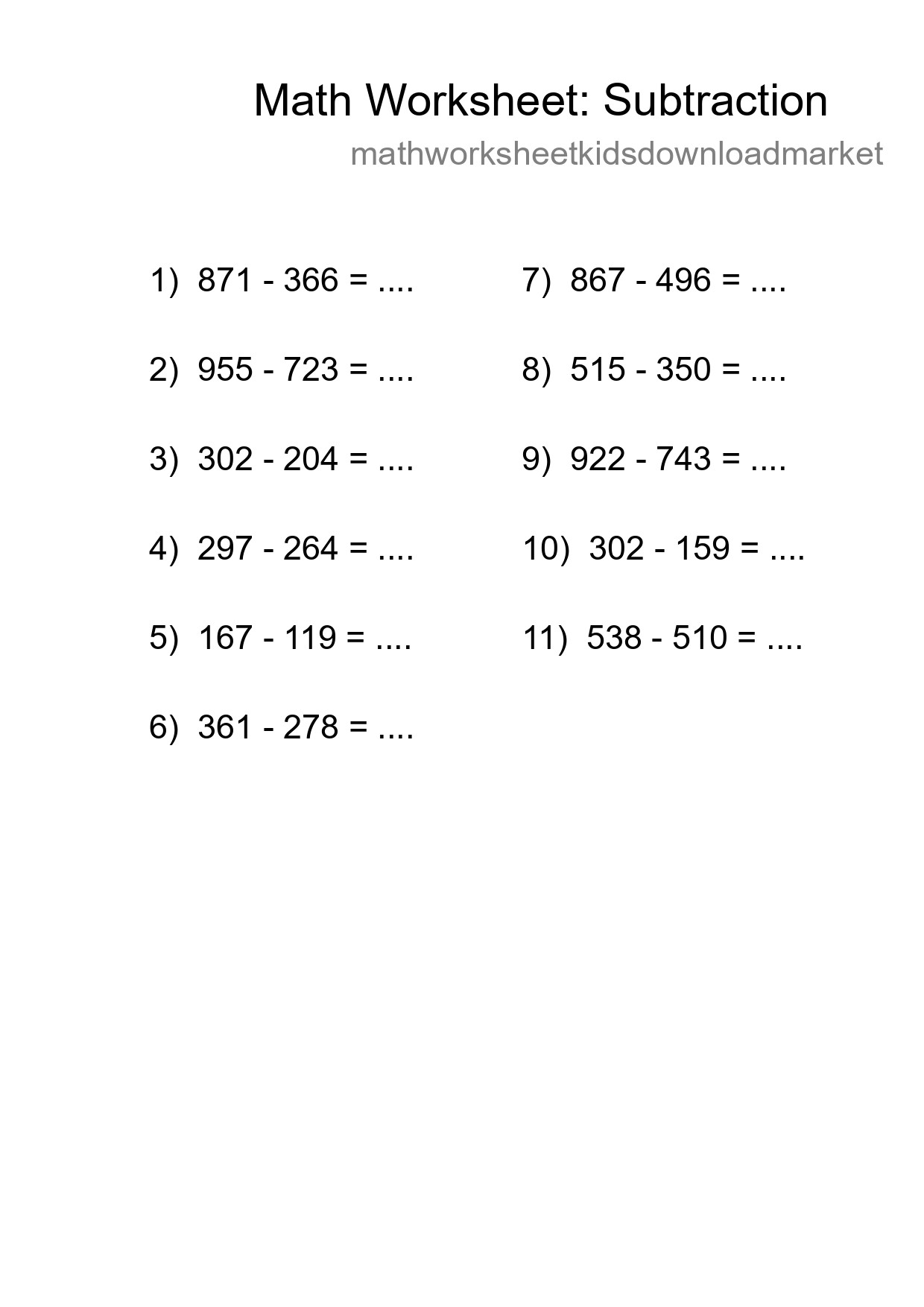 Free 11 Subtraction Math Worksheet For Grade 5 With Answers - Part 107