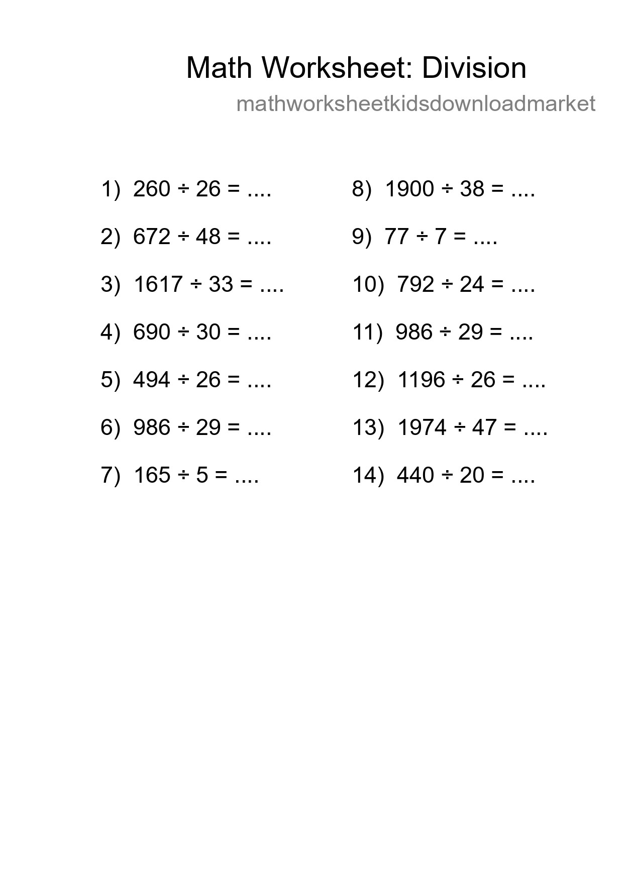 Free 14 Division Math Worksheet For Grade 2 With Answers - Part 147