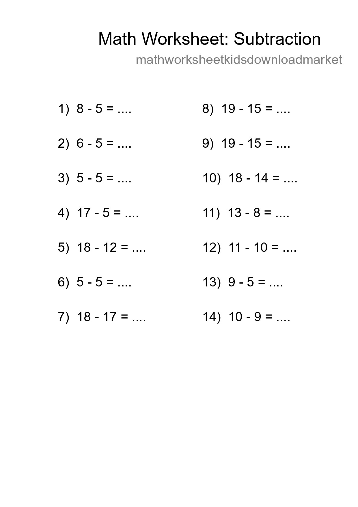 Free 14 Subtraction Math Worksheet For Grade 2 - Part 52