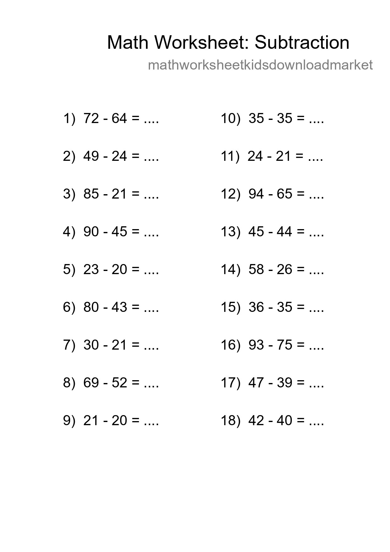 Free 18 Subtraction Math Worksheet For Grade 3 With Answers - Part 162