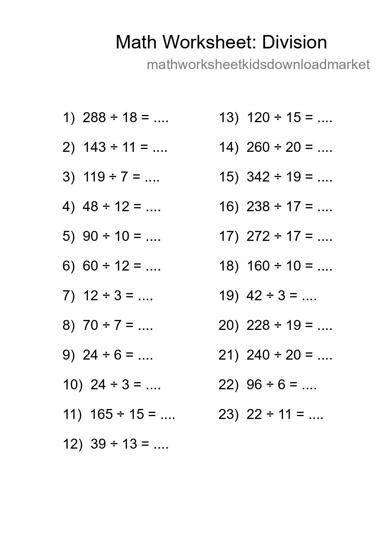 Free 23 Division Math Worksheet For Grade 2 With Answers - Part 158
