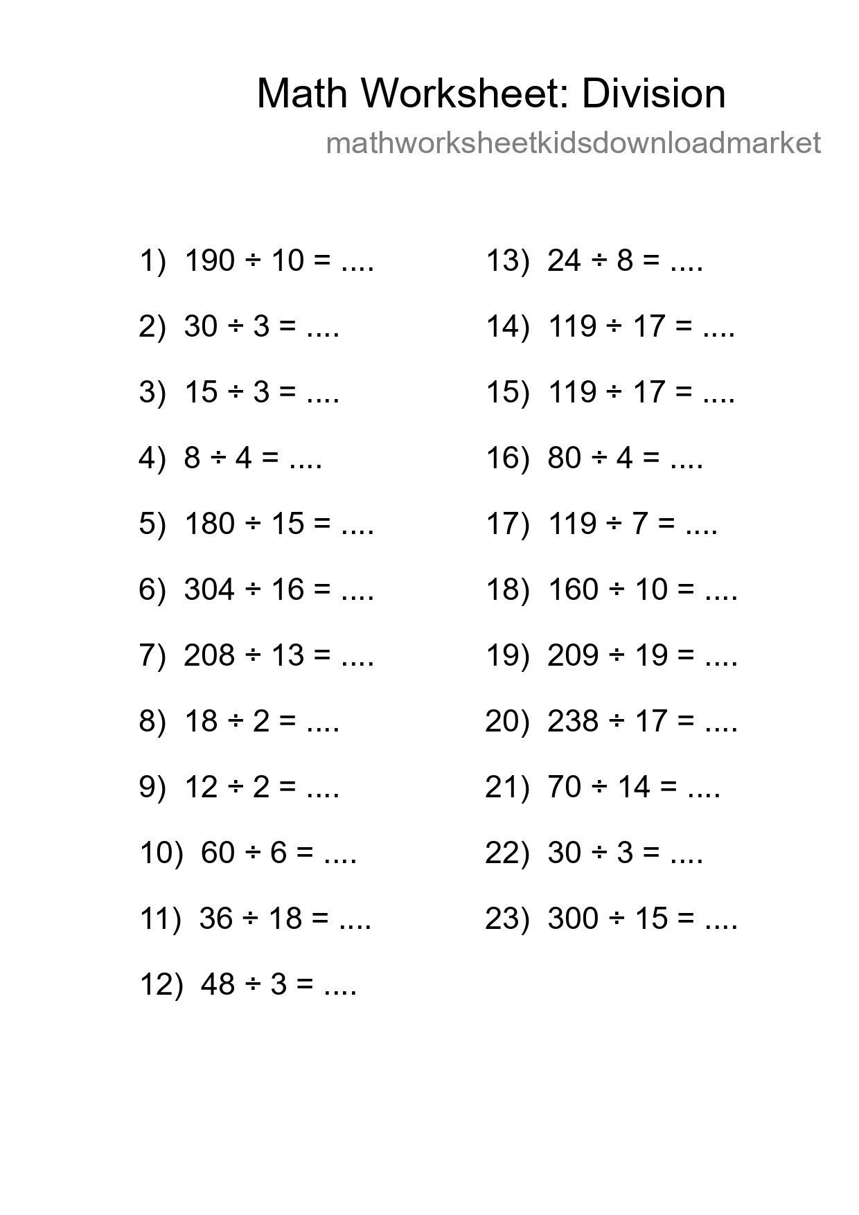 Free 23 Division Math Worksheet For Grade 2 With Answers - Part 81