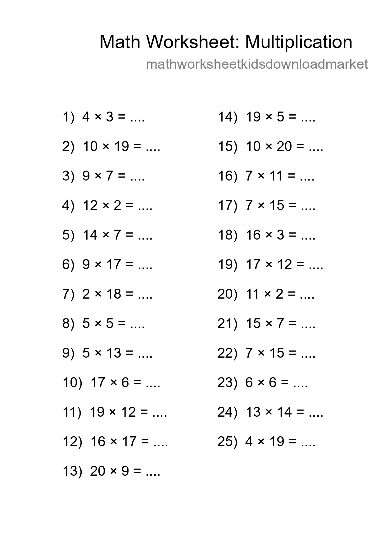 Free 25 Multiplication Math Worksheet For Grade 2 With Answers - Part 183