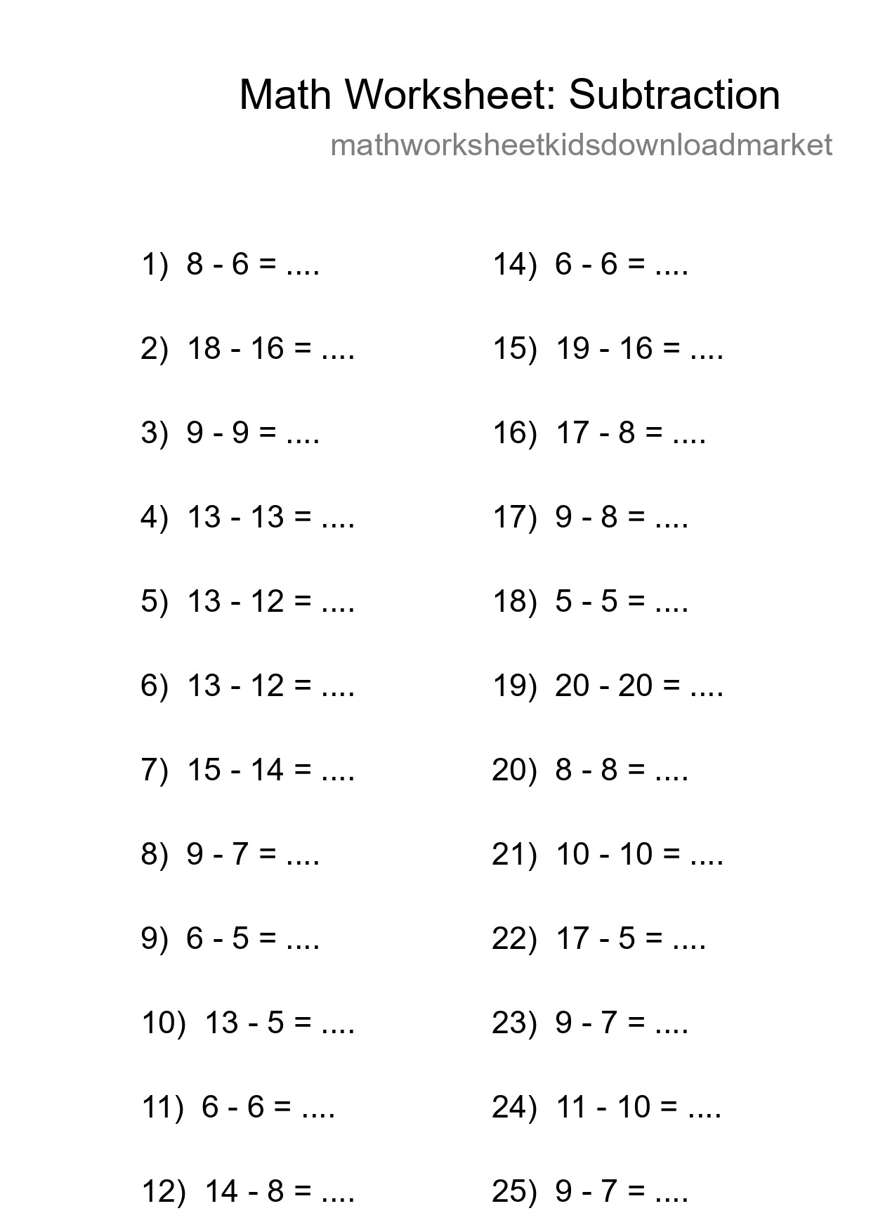 Free 25 Subtraction Math Worksheet For Grade 2 - Part 96