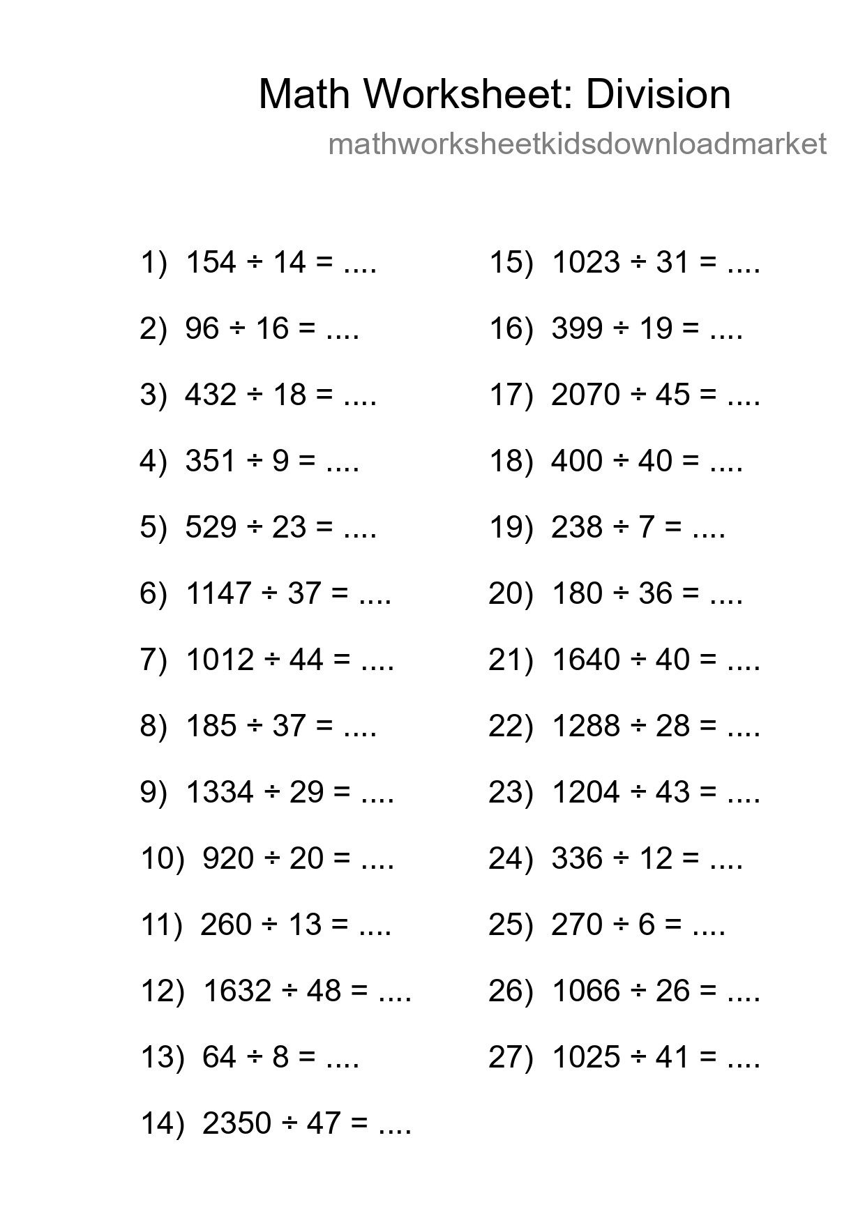 Free 27 Division Math Worksheet For Grade 2 - Part 169