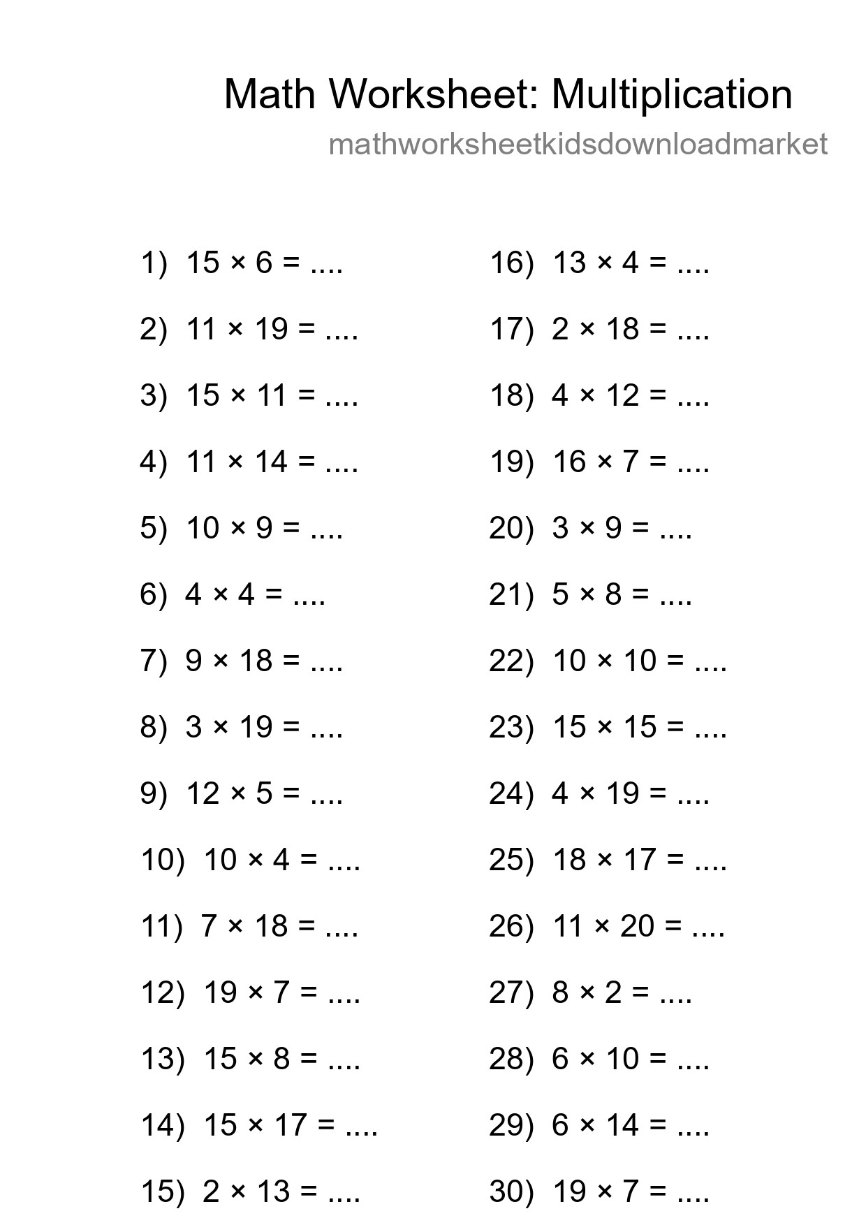 Free 30 Multiplication Math Worksheet For Grade 2 - Part 51
