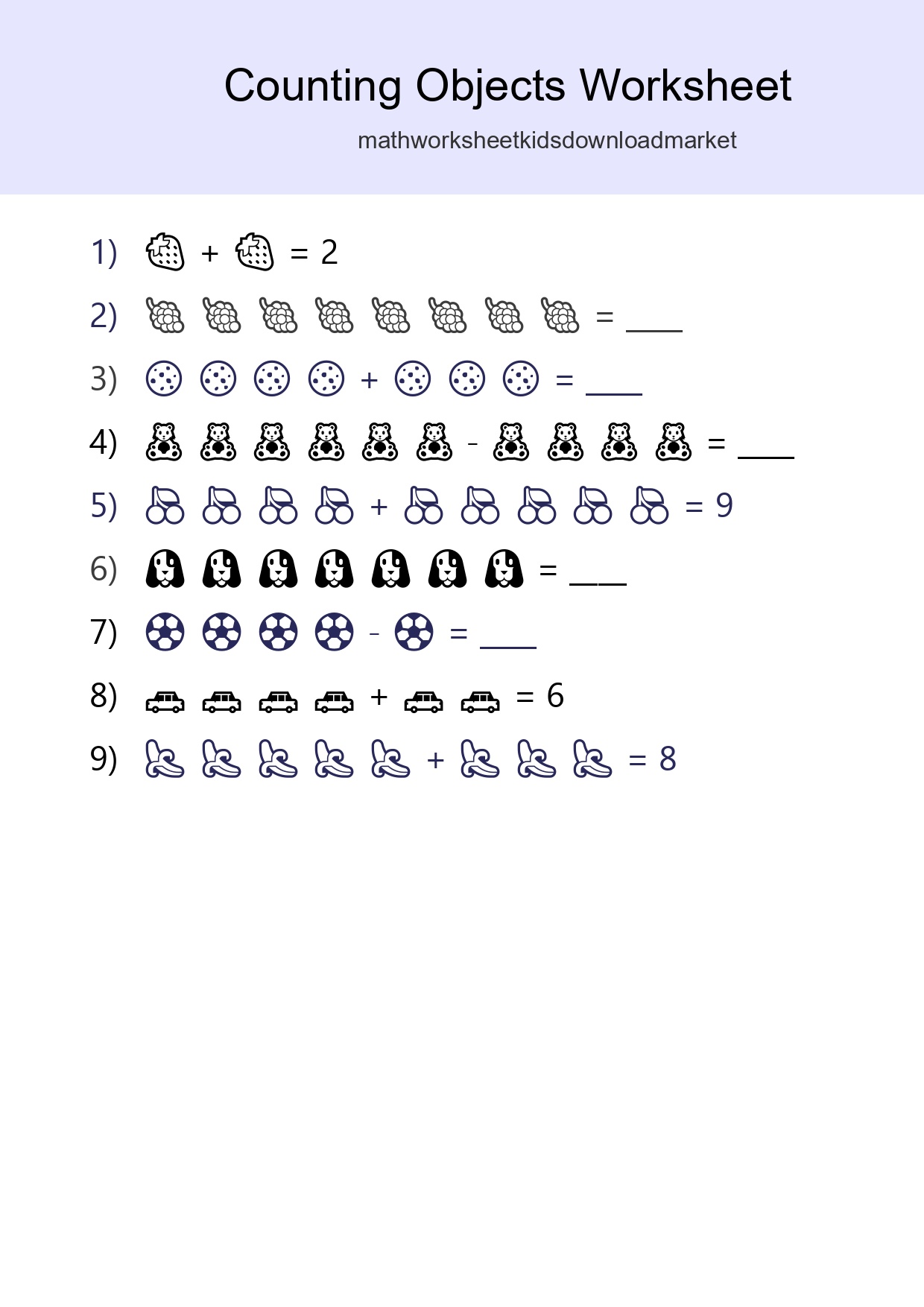 Free Counting Objects Worksheet For Kindergarten - Part 201