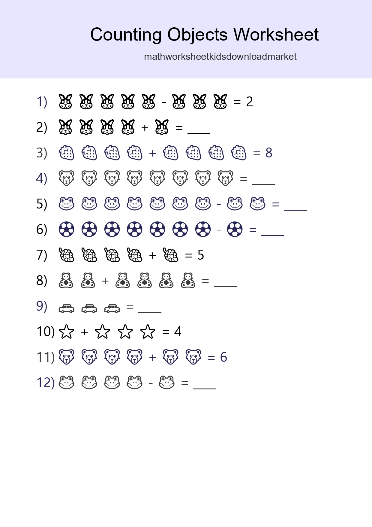 Free Counting Objects Worksheet For Kindergarten - Part 234