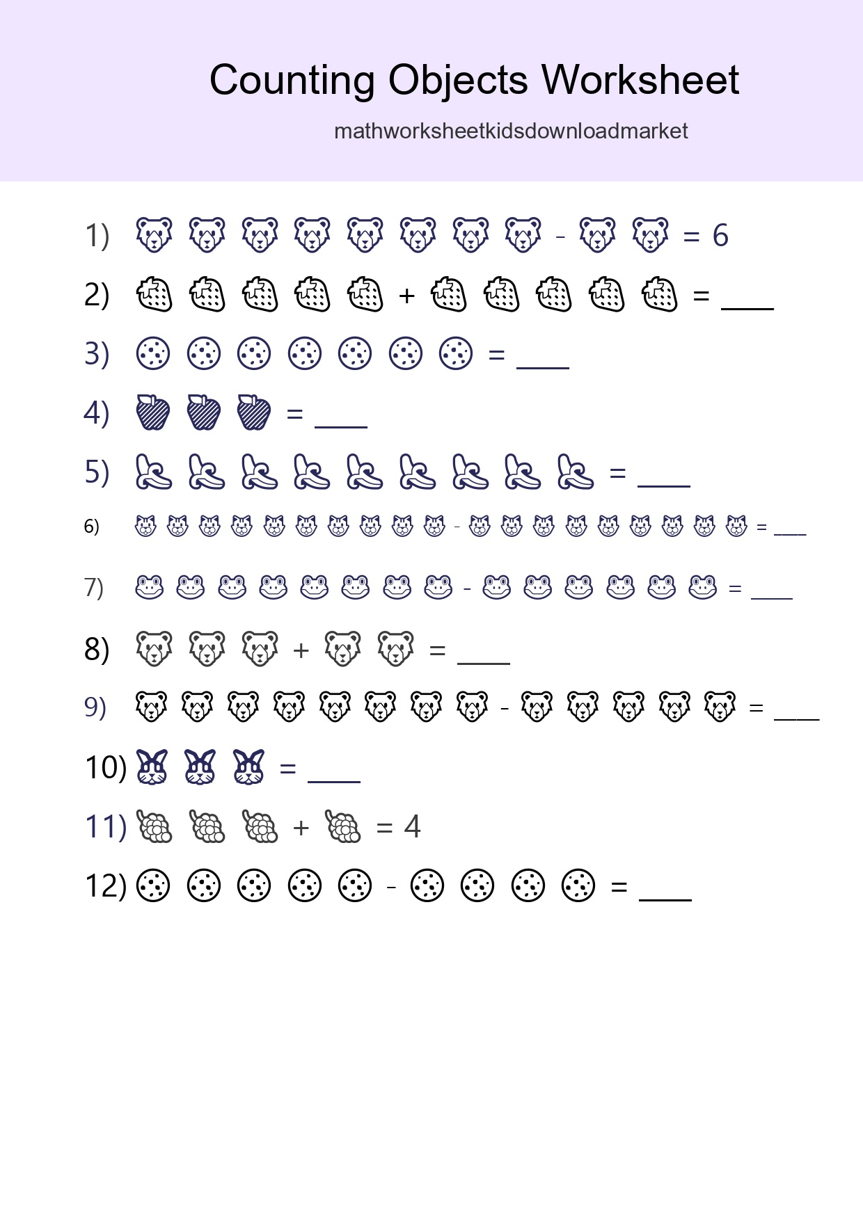 Free Counting Objects Worksheet For Kindergarten Printable - Part 179
