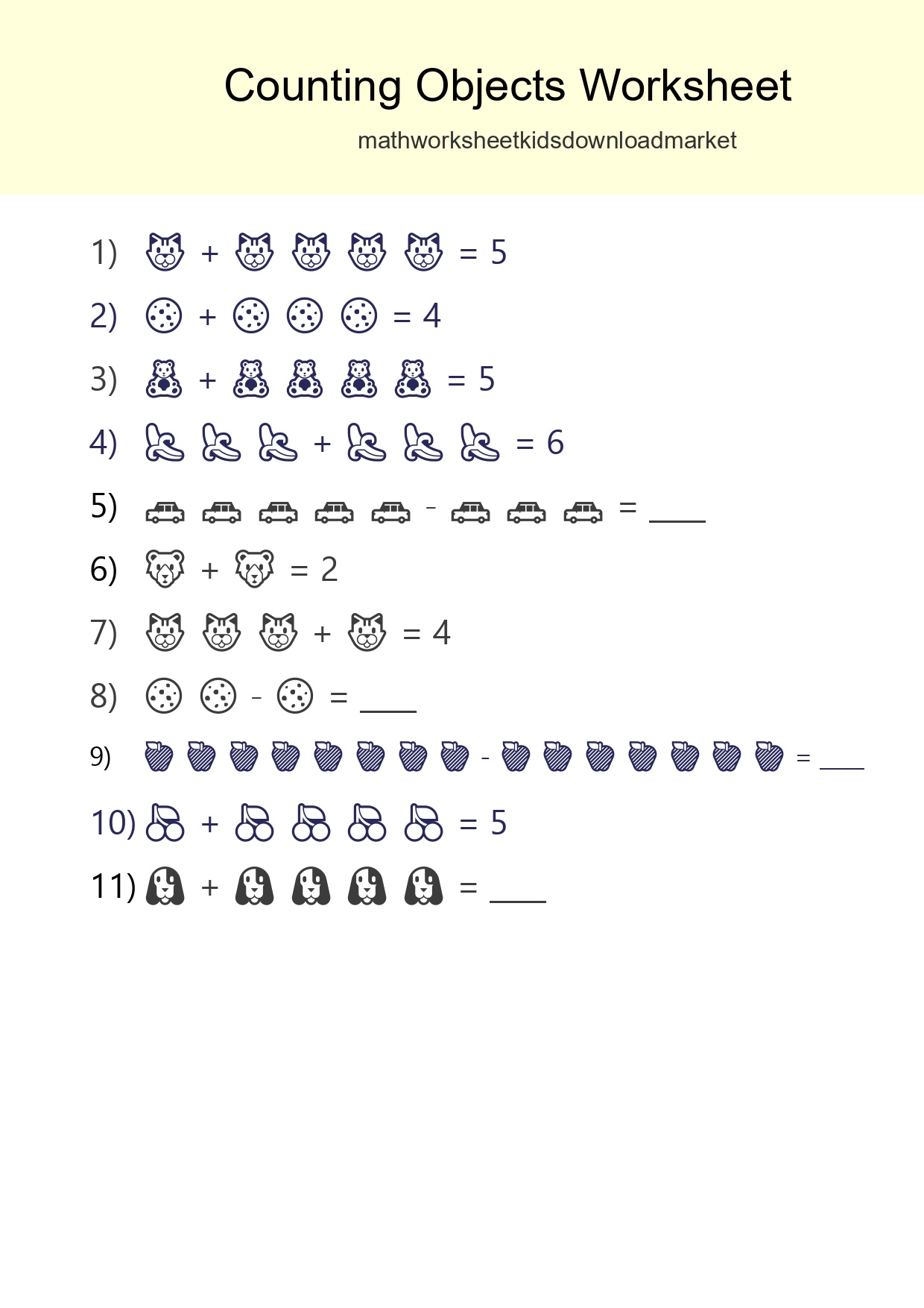 Free Counting Objects Worksheet For Kindergarten Printable - Part 91
