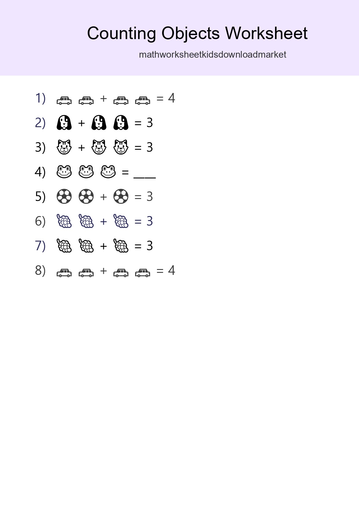 Free Counting Objects Worksheet For Pre-K Printable - Part 223