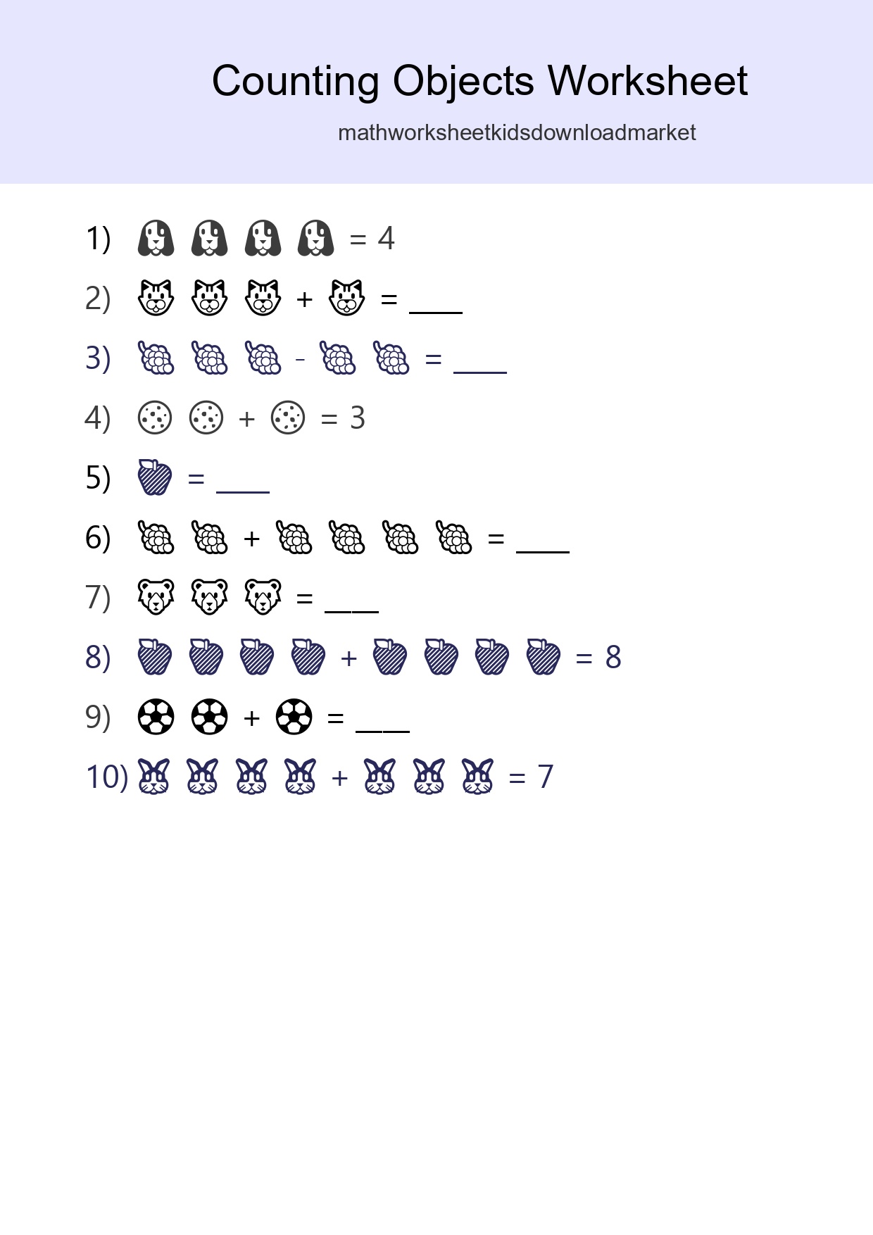 Kindergarten Count The Objects Worksheet - Part 102