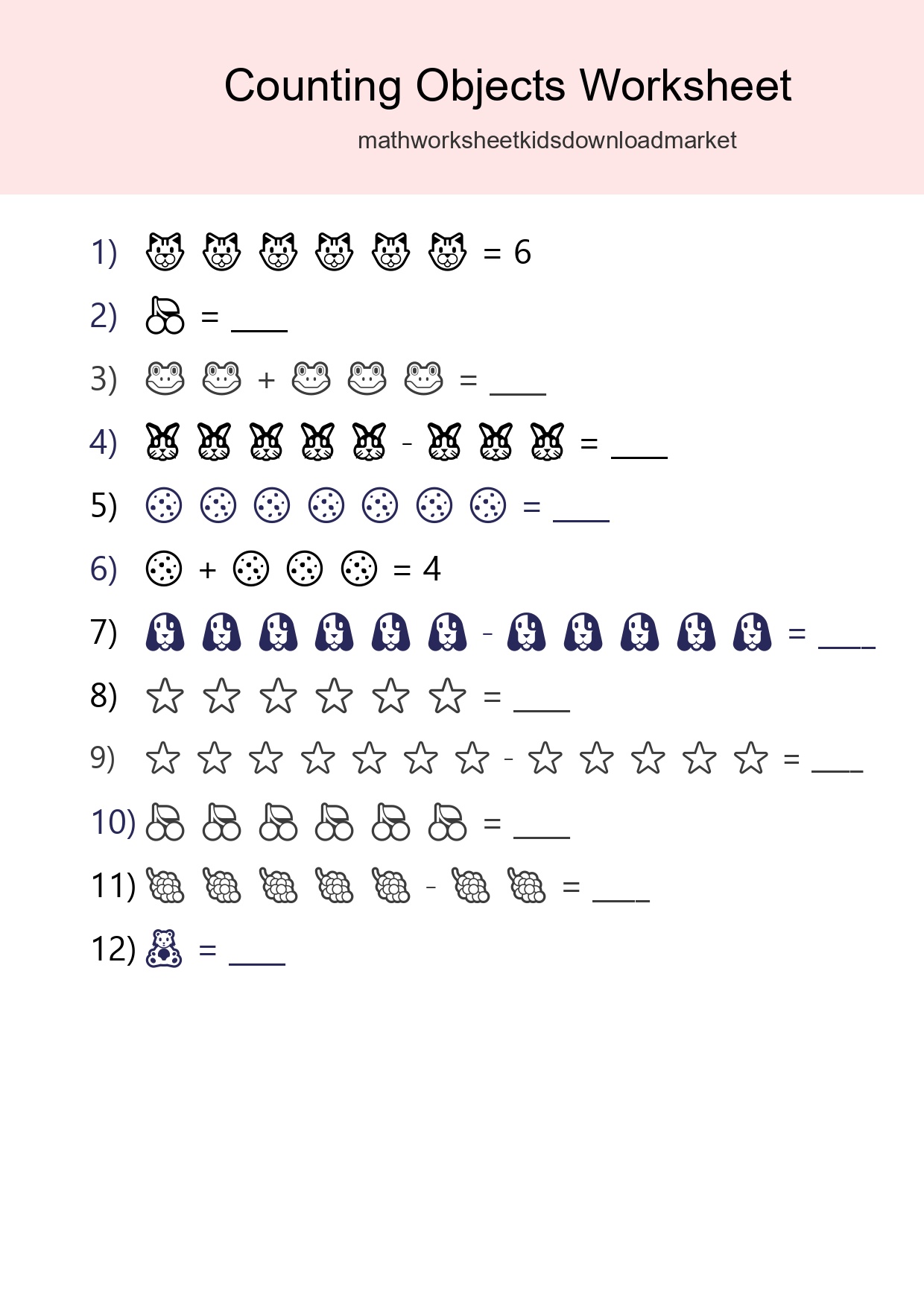 Kindergarten Count The Objects Worksheet - Part 113