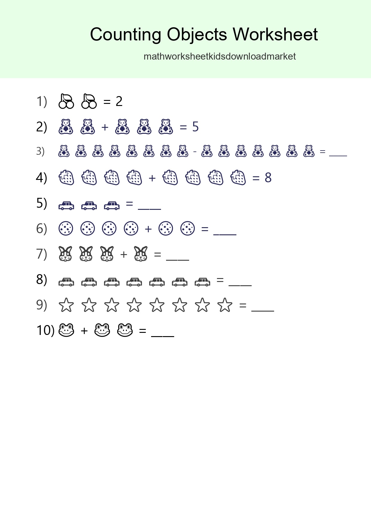 Kindergarten Count The Objects Worksheet - Part 135