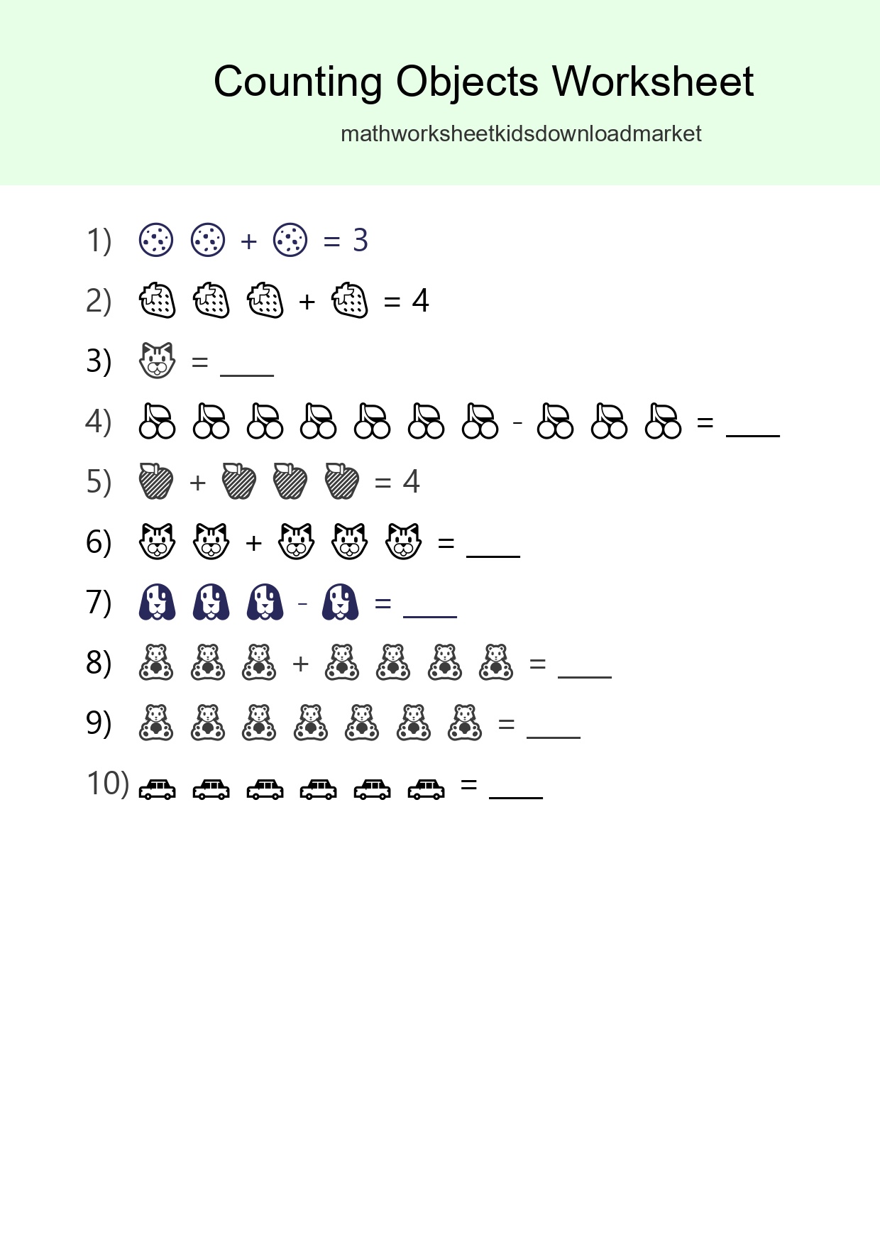 Kindergarten Count The Objects Worksheet - Part 14