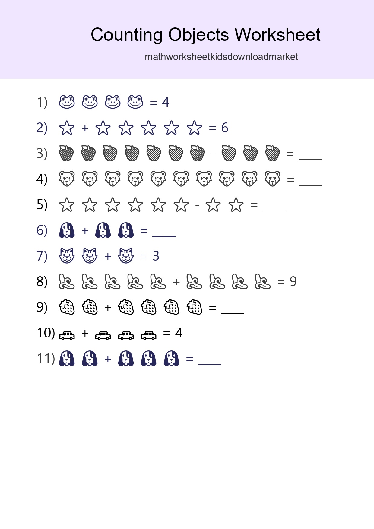 Kindergarten Count The Objects Worksheet - Part 25