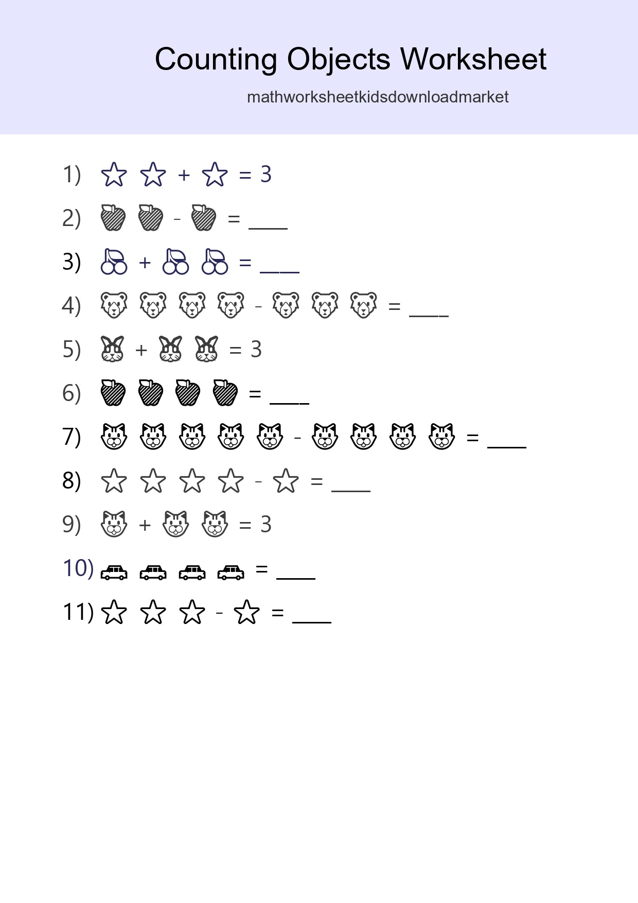 Learn Counting With Pictures Worksheet (Pre-K) - Part 3