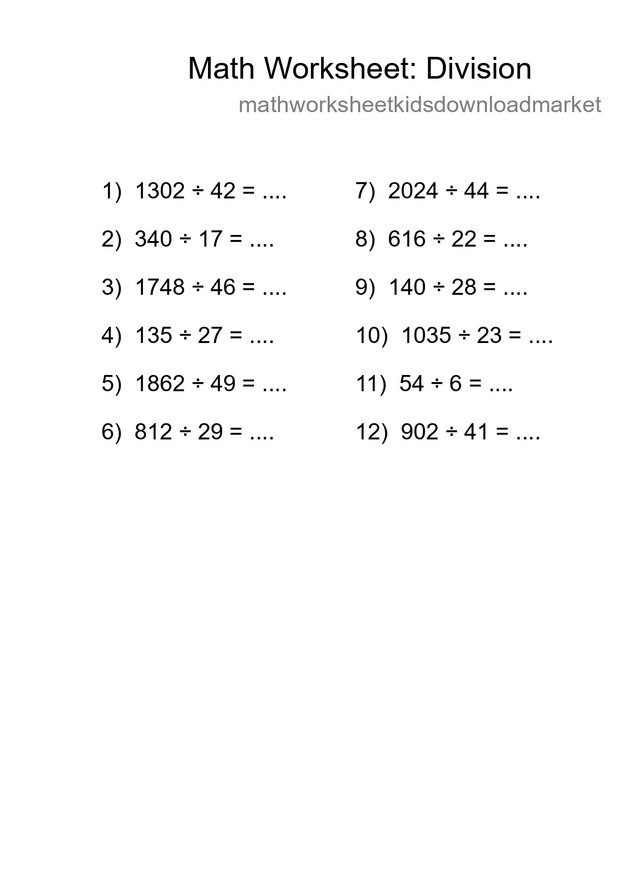 Printable Free 12 Division Math Worksheet For Grade 2 - Part 136