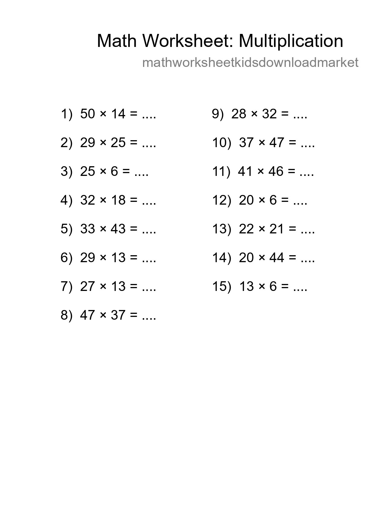 Printable Free 15 Multiplication Math Worksheet For Grade 2 - Part 29