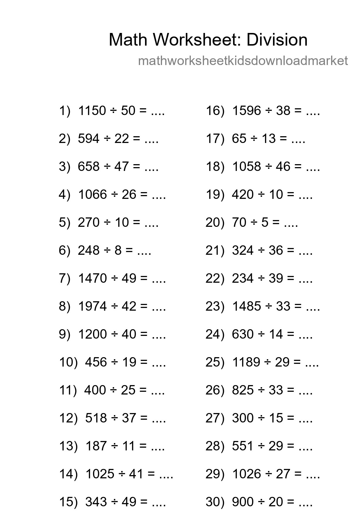 Printable Free 30 Division Math Worksheet For Grade 2 - Part 235